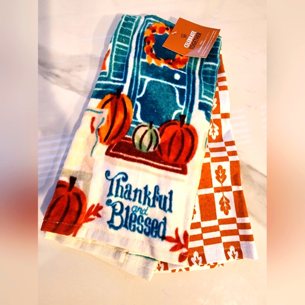 Celebrate Together Thankful and Blessed Fall Kitchen Towel **Last Chance**